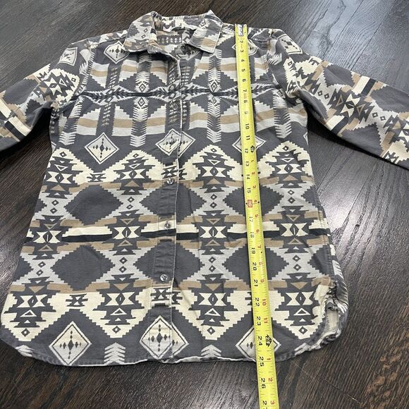Woolrich Shirt Womens XS Beige Gray Flannel Southwestern Aztec Western Cotton - Picture 6 of 7